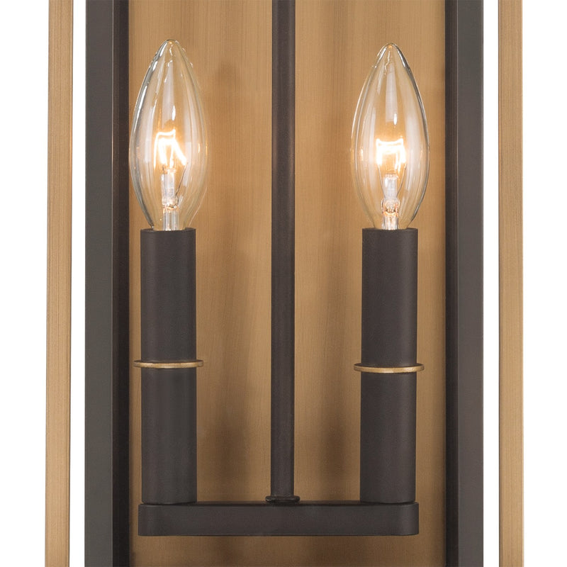 Lendel 2 Light 8" Outdoor Sconce in Twilight Bronze + Textured Gold