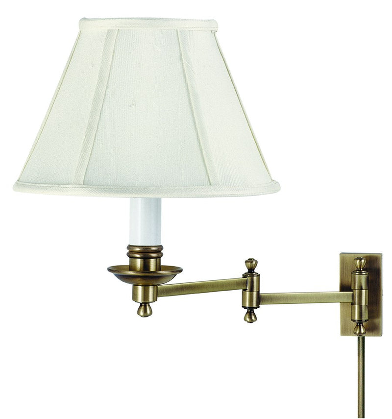 Library Light 10" Plug-In Swing Arm Wall Lamp in Antique Brass