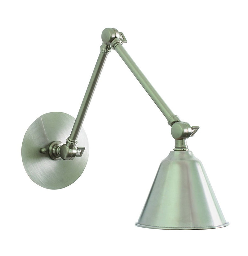 Library Light Adjustable LED Swing Arm Wall Lamp in Satin Nickel