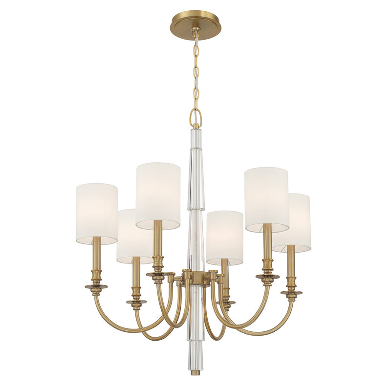 Lloyd 6 Light 26" Chandelier in Aged Brass