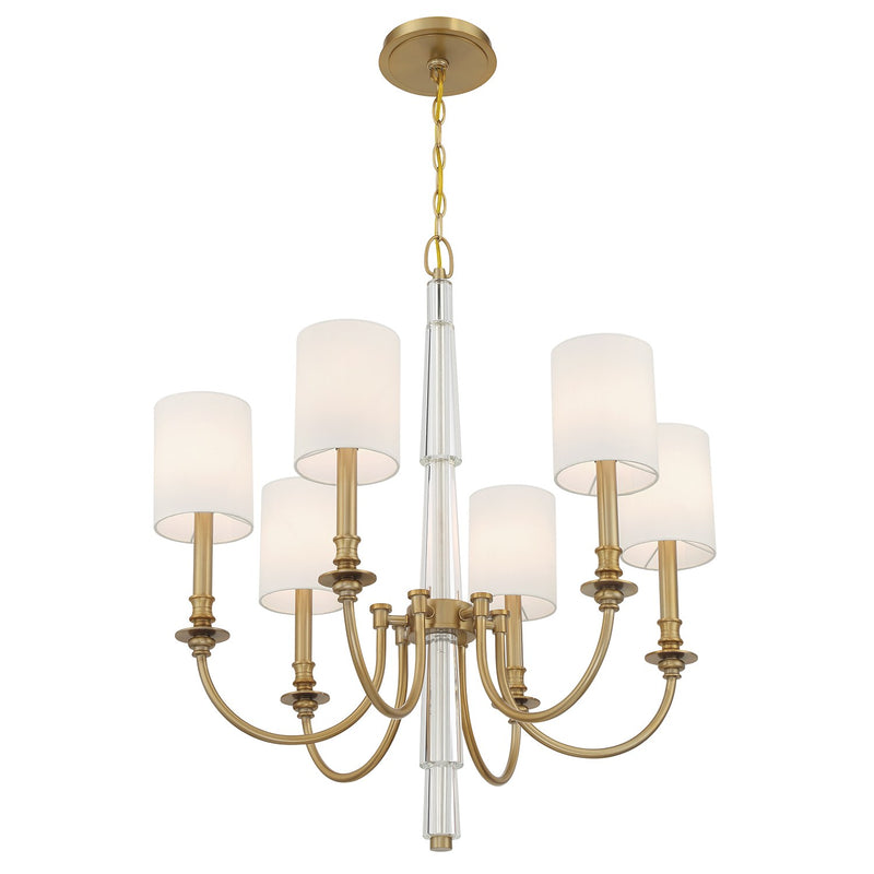Lloyd 6 Light 26" Chandelier in Aged Brass