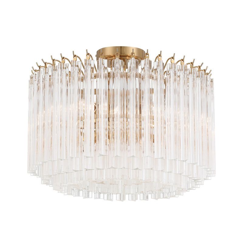 Lofton 5 Light 18" Semi Flush Mount in Aged Brass