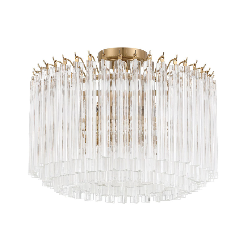 Lofton 5 Light 18" Semi Flush Mount in Aged Brass