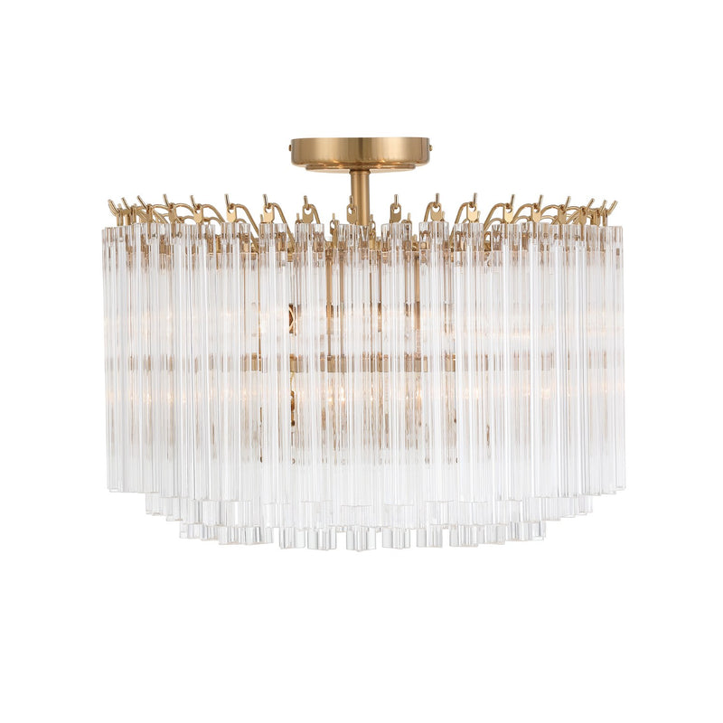 Lofton 5 Light 18" Semi Flush Mount in Aged Brass