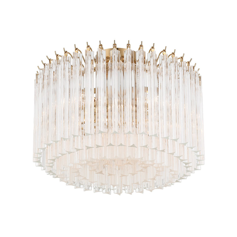 Lofton 5 Light 18" Semi Flush Mount in Aged Brass