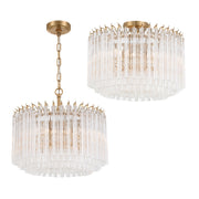 Lofton 5 Light 18" Semi Flush Mount in Aged Brass