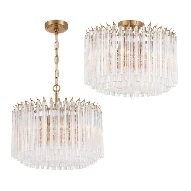Lofton 5 Light 18" Semi Flush Mount in Aged Brass