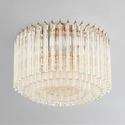 Lofton 5 Light 18" Semi Flush Mount in Aged Brass in a room setting