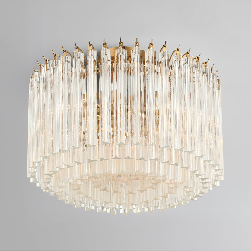 Lofton 5 Light 18" Semi Flush Mount in Aged Brass in a room setting