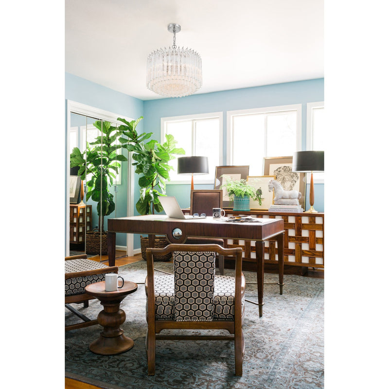 Lofton 5 Light 18" Pendant in Polished Nickel in a room setting