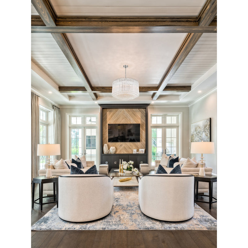Lofton 7 Light 24" Pendant in Polished Nickel in a room setting