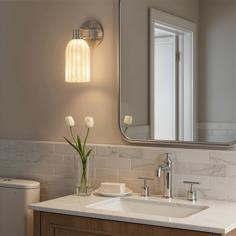 Lotus 1 Light 5" Sconce in Polished Nickel in a room setting