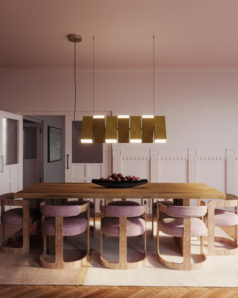 Domino 35" Linear Pendant in Vintage Brass