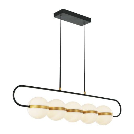 Tagliato 43" 5-Head Linear Pendant in Matte Black/Brushed Gold