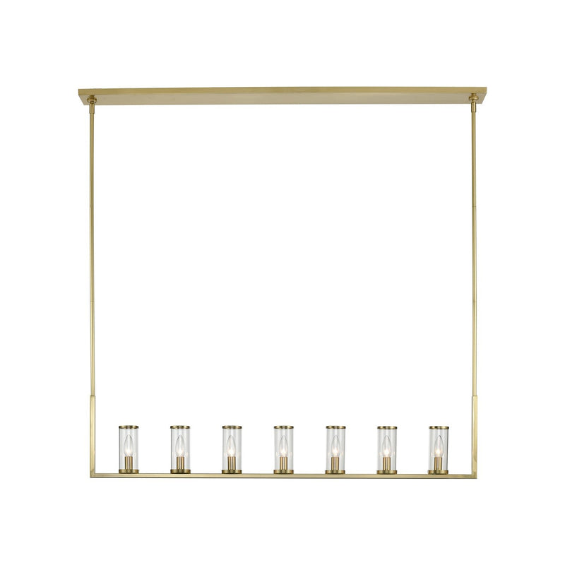 Revolve 47" 7-Light Linear Pendant in Clear Glass/Natural Brass