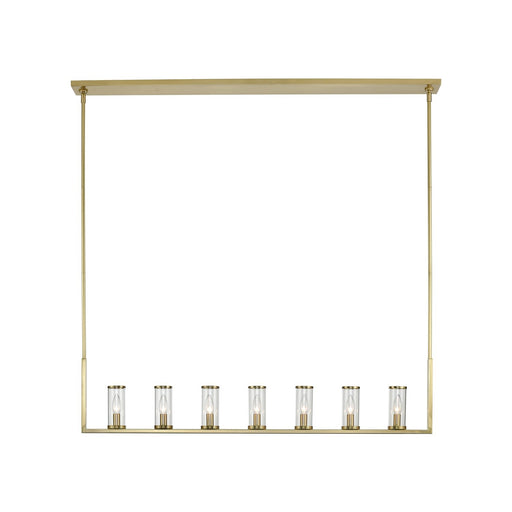 Revolve 47" 7-Light Linear Pendant in Clear Glass/Natural Brass