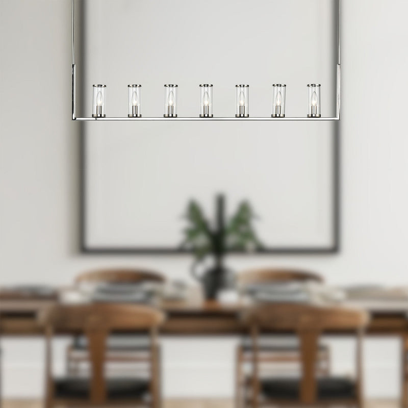 Revolve 47" 7-Light Linear Pendant in Clear Glass/Polished Nickel