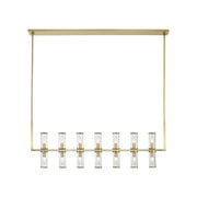 Revolve 47" 14-Light Linear Pendant in Clear Glass/Natural Brass