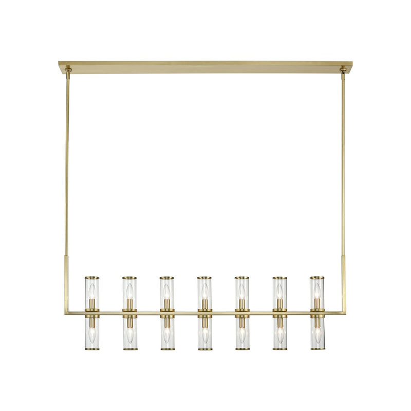 Revolve 47" 14-Light Linear Pendant in Clear Glass/Natural Brass