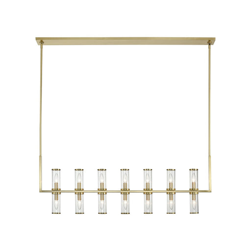 Revolve 47" 14-Light Linear Pendant in Clear Glass/Natural Brass