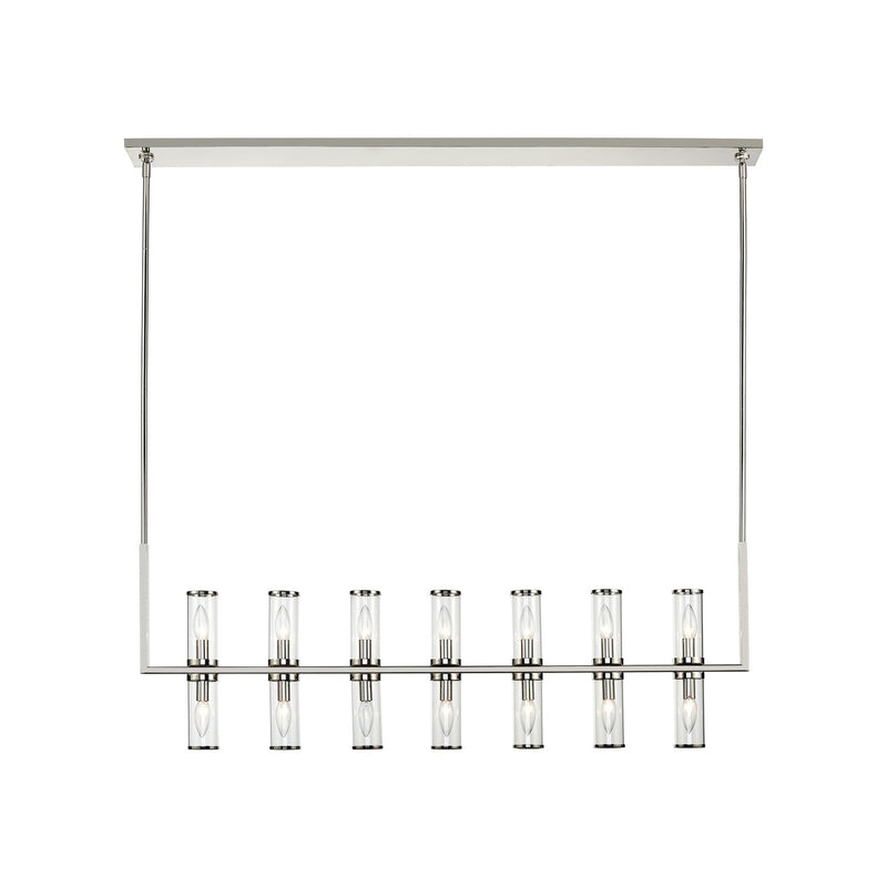Revolve 47" 14-Light Linear Pendant in Clear Glass/Polished Nickel