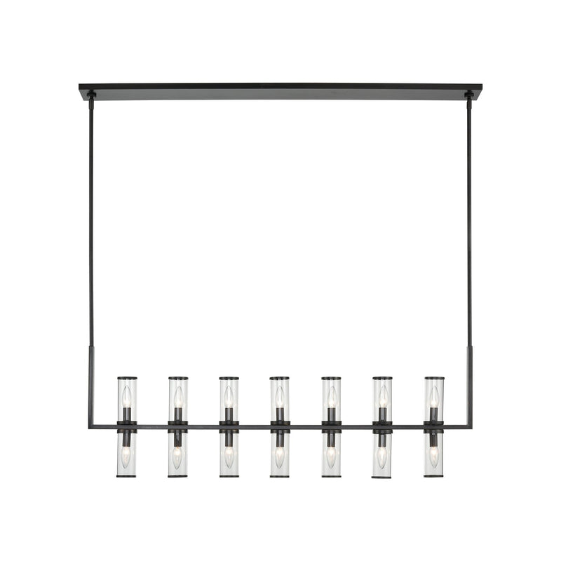 Revolve 47" 14-Light Linear Pendant in Clear Glass/Urban Bronze