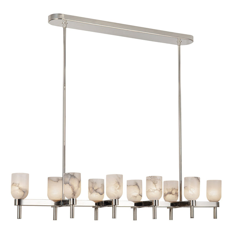 Lucian 52" 10-Light Linear Pendant in Polished Nickel/Alabaster