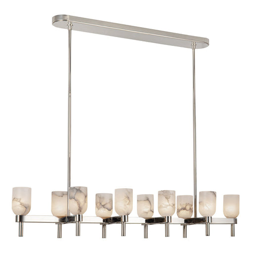 Lucian 52" 10-Light Linear Pendant in Polished Nickel/Alabaster