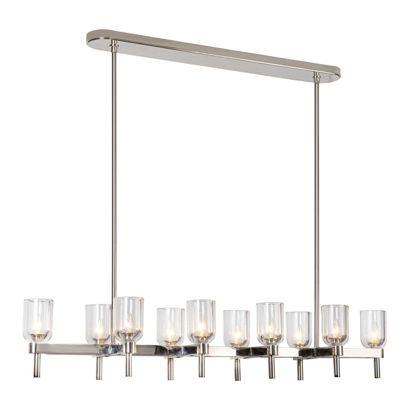 Lucian 52" 10-Light Linear Pendant in Clear Crystal/Polished Nickel