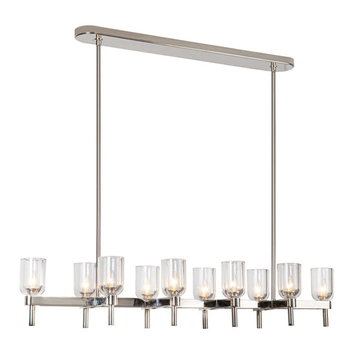 Lucian 52" 10-Light Linear Pendant in Clear Crystal/Polished Nickel