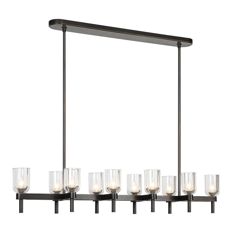 Lucian 52" 10-Light Linear Pendant in Clear Crystal/Urban Bronze