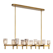 Lucian 52" 10-Light Linear Pendant in Vintage Brass/Alabaster