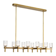 Lucian 52" 10-Light Linear Pendant in Clear Crystal/Vintage Brass