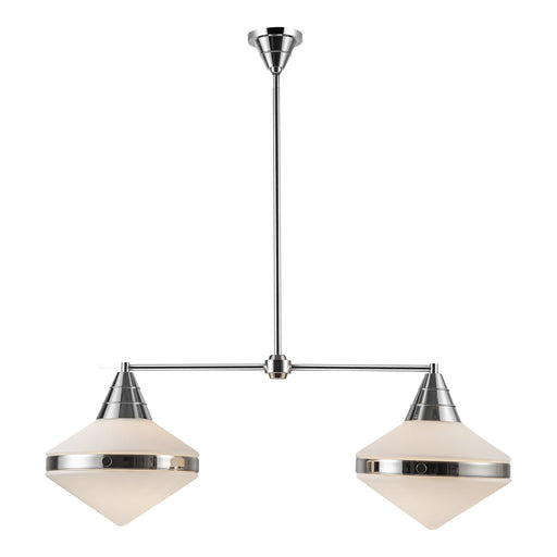 Willard 41" 2-Light Linear Pendant in Polished Nickel/Opal Matte Glass