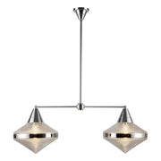 Willard 41" 2-Light Linear Pendant in Polished Nickel/Prismatic Glass