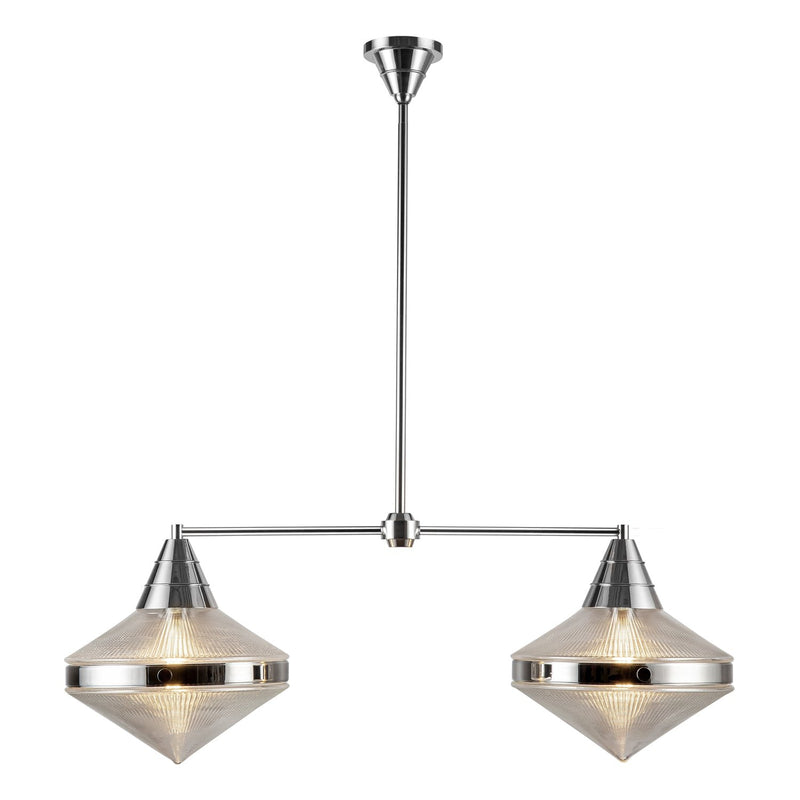 Willard 41" 2-Light Linear Pendant in Polished Nickel/Prismatic Glass