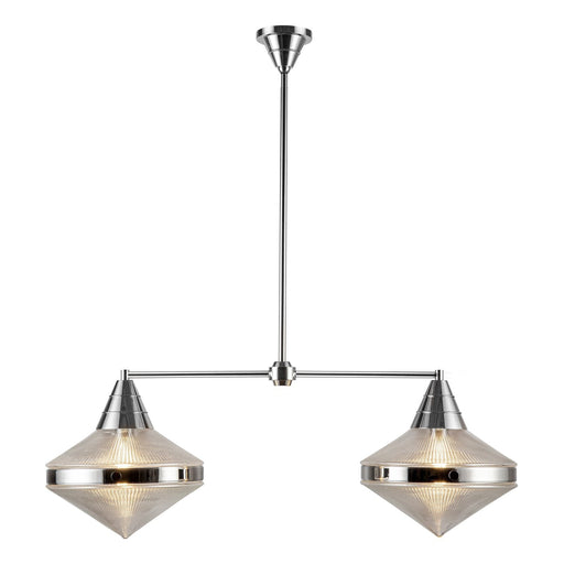 Willard 41" 2-Light Linear Pendant in Polished Nickel/Prismatic Glass