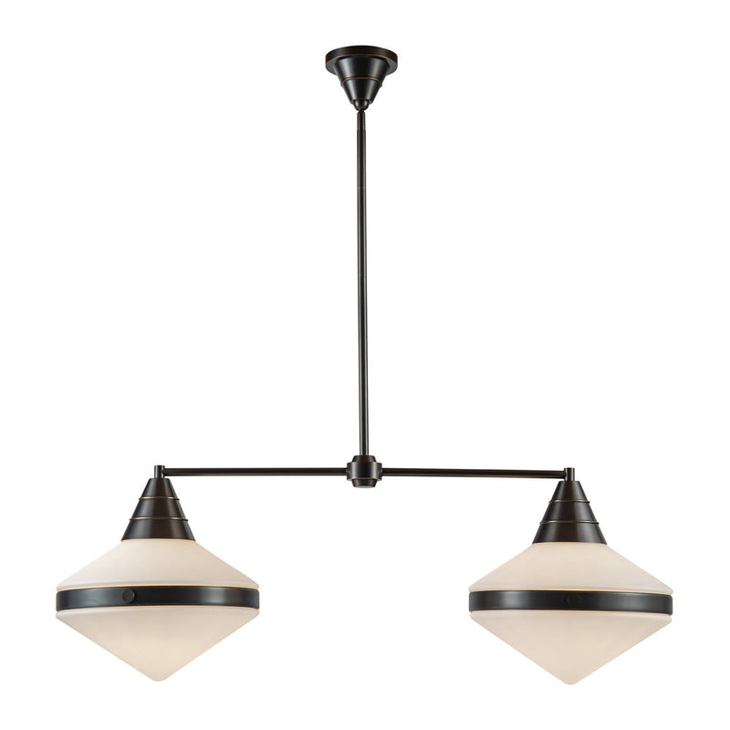 Willard 41" 2-Light Linear Pendant in Urban Bronze/Opal Matte Glass