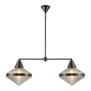 Willard 41" 2-Light Linear Pendant in Urban Bronze/Prismatic Glass
