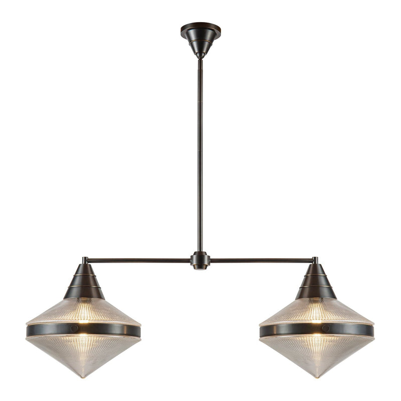 Willard 41" 2-Light Linear Pendant in Urban Bronze/Prismatic Glass