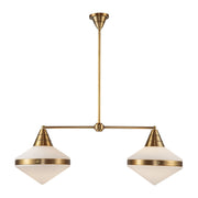 Willard 41" 2-Light Linear Pendant in Vintage Brass/Opal Matte Glass
