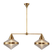 Willard 41" 2-Light Linear Pendant in Vintage Brass/Prismatic Glass