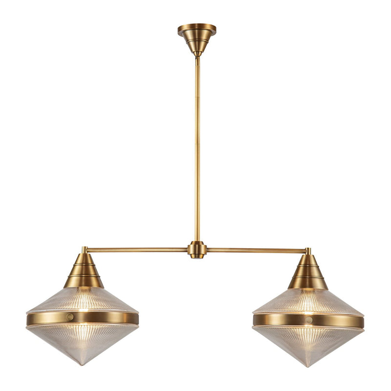 Willard 41" 2-Light Linear Pendant in Vintage Brass/Prismatic Glass