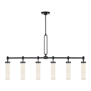 Wynwood 52" 6-Light Linear Pendant in Urban Bronze/Glossy Opal