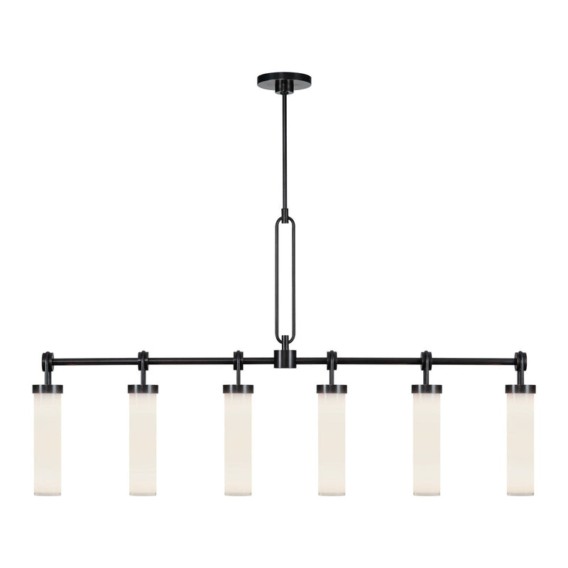 Wynwood 52" 6-Light Linear Pendant in Urban Bronze/Glossy Opal