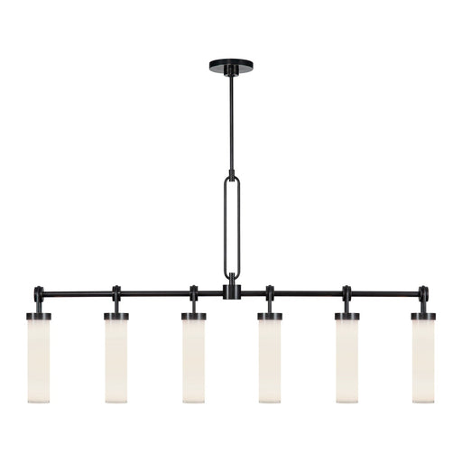 Wynwood 52" 6-Light Linear Pendant in Urban Bronze/Glossy Opal