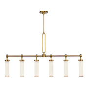 Wynwood 52" 6-Light Linear Pendant in Vintage Brass/Glossy Opal