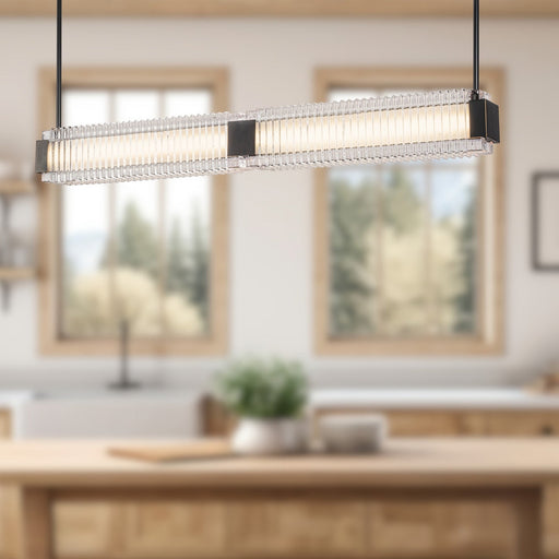 Alai 47" LED Linear Pendant in Urban Bronze/Ribbed Glass