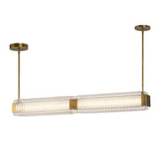 Alai 47" LED Linear Pendant in Vintage Brass/Ribbed Glass