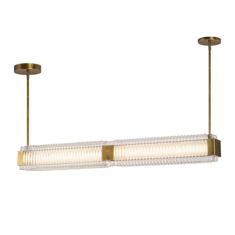 Alai 47" LED Linear Pendant in Vintage Brass/Ribbed Glass